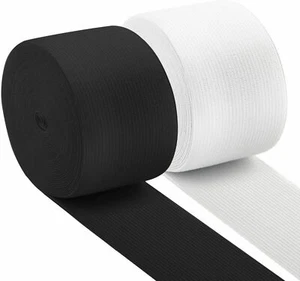 Stretch Black & White Flat Elastic ¼,½,¾,1,1¼,1½ 2 & 3 Inch Premium Grade UK - Picture 1 of 5