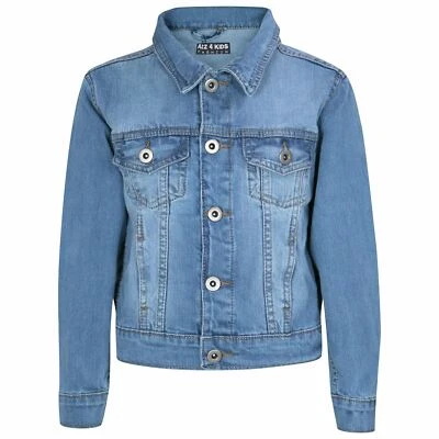Niños Niños Diseñador Azul Denim Jeans Chaquetas Moda Chaqueta Abrigo Nueva Edad 3-13 Años Foto 1 de 2