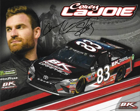 SIGNED 2017 COREY LAJOIE "BK RACING GRAPHICS" #83 NASCAR MONSTER ENERGY POSTCARD Cover