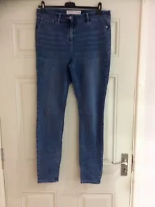 New Next Lagenlook Mid Blue Power Stretch Mid Rise Legging Jeans - Size 14L - Picture 1 of 10