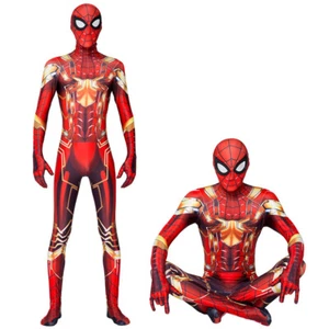 Golden Iron Spider-Man Cosplay Costume Spiderman Zentai Suit For Adult & Kids - Picture 1 of 5