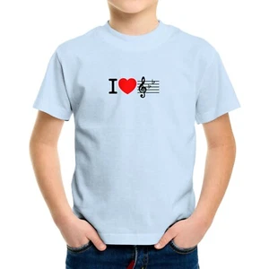 Toddler Kids Boy Girl Tee T-Shirt Gift Printed Shirt Love Music Musical Notes - Picture 1 of 12