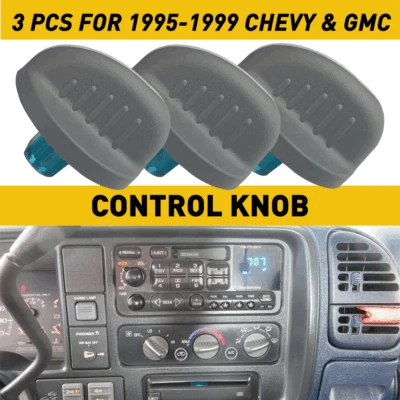 3 piezas perillas de control de repuesto para Chevrolet Silverado 1500 2500 3500 1995-1998 Foto 1 de 4