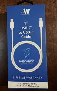 Just Wireless 4' USB-C to USB-C Cable - White - Picture 1 of 4