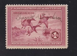 US RW2 $1 Duck Hunting Permit Stamp Used VF SCV $160 - Picture 1 of 2