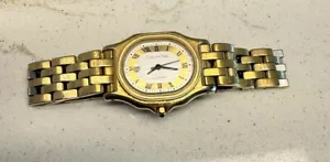 Vintage Oscar de la Renta Damenuhr goldfarben Webband 6” Quarz Swiss Made - Bild 1 von 6
