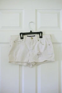 MaxAzria & Miley Cyrus Womens Jr 3 White Distressed Frayed Low Rise Shorts - Picture 1 of 12
