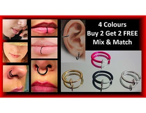 Fake Feder Clip auf Nasenring Septum Lippe Ohrring Piercing Ring KAUFEN SIE 2 ERHALTEN SIE 2 GRATIS - Bild 1 von 5