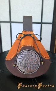 Celtic Dragons Medieval Larp Earth Leather Belt Pouch - Picture 1 of 1
