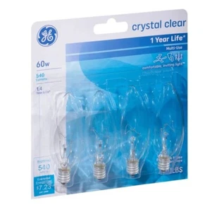 GE 60W glasklar dekorativ B Typ 4 Leuchtmittelpaket, NEU - Bild 1 von 2