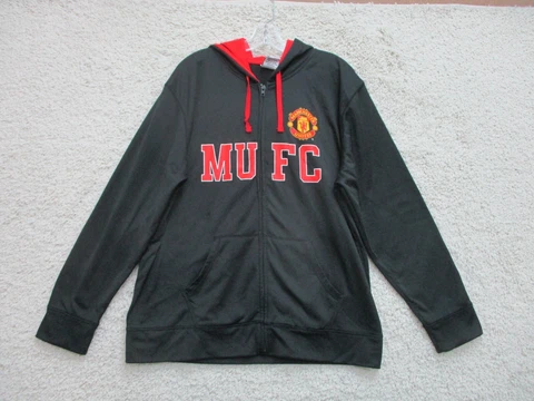 Manchester United Sweater Extra Large Adult Black Full Zip Hoodie Soccer Mens XL Cover