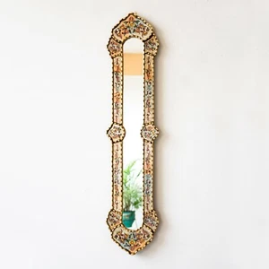 Long Multicolor Narrow wall mirror 35.4"tall, Painting on glass Long Mirror wall - Picture 1 of 9