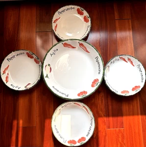 Pier 1 Pomodoro Suppe/Nudeln Servieren 8" 12" Schalen Gemischtes Gemüse Design 5er Set - Bild 1 von 15