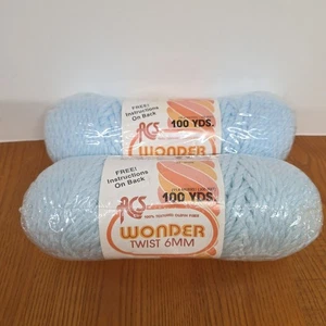 2 NOS VINTAGE KNÄUEL WUNDER TWIST 6 MM MAKRAMEE KORDEL HELLBLAU JE 100 YDS - Bild 1 von 6