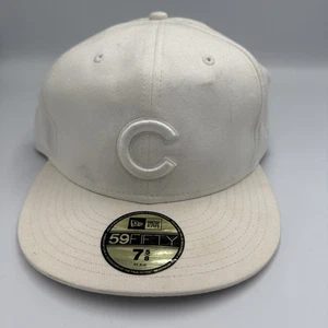 Deadstock Y2K Chicago Cubs WHITE Fitted Cap Hat NEW ERA 59FIFTY 7 5/8 read - Picture 1 of 14
