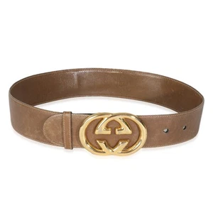 Gucci Vintage Brown Smooth Leather Interlocking G Belt 70/28 - Picture 1 of 6
