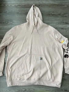 Carhartt Loose Fit Logo Sleeve Graphic Hoodie Mens 2XL Pink Fleece Pullover New - Picture 1 of 14