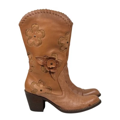 Mia Botas Vaqueras Mujer Talla 6 Cuero Tostado Western Candida Bohemio Floral Boho Foto 1 de 4