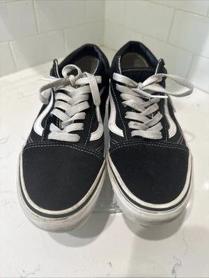 VANS Old School Low Skate Shoes Sneaker Black White Canvas Sz Men 9.5 Women 11 - Image 1 of 4