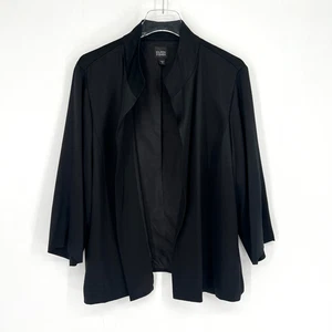 Eileen Fisher Jacket Womens XL Silk Black Formal Classic Open Cardigan - Picture 1 of 8