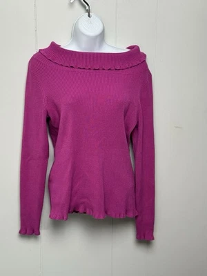 Rafaella Women’s Fuchsia Cowl Neck Ribbed Sweater Size M - Image 1 of 4