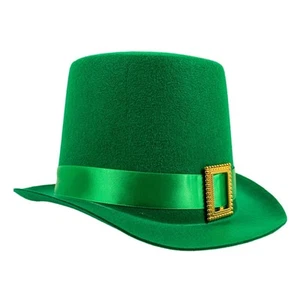 ST Patricks Day Hats Props Novelty Flat Top Funky Steampunk Top Hats Green Top - Picture 1 of 6