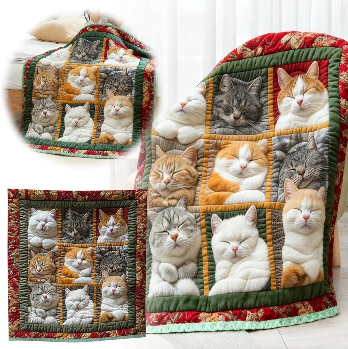 Plistiz Steampunk Cat Throw Blanket 60x80 Inches - Soft Flannel Polyester, Vintage Cat Design, Cozy Gift For Cat Lovers - View #7