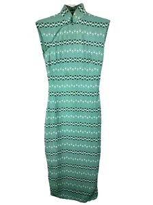Vintage 40s 50s Chinese Qipao Drsss Acqua Southwest Print Custom Tailor - Picture 1 of 8