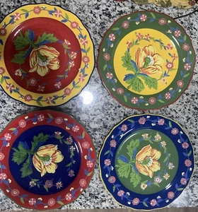 4 Duchess Provencal April Cornell 11" Floral Plates Blue Red Yellow Multicolor - Picture 1 of 6
