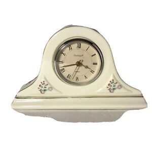 Vintage Godinger Porcelain Mantle Clock Floral Design 10” x 6.5”-Quartz Movement