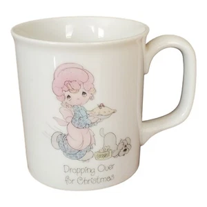 Precious Moments Mug Dropping Over For Christmas Girl with Pie and Dog Enesco 3" - Picture 1 of 6