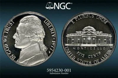 1977 S JEFFERSON NICKEL 5C PF69 ULTRA CAMEO UCAM; NGC Photo Vision®; SKU 2693 - Image 1 of 3