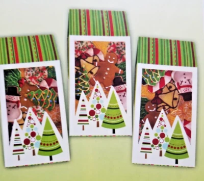 Holiday Treat Boxes Holiday Tree Design 3 Count Pack" X 3" X 8.75" Green - Image 1 of 3