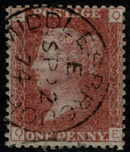 1864 1d Red Plate 150 QE Super Crisp MIDDLESBROUGH CDS ottimo usato SG 43 - Foto 1 di 1