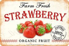 Farm Fresh Strawberry 100% Nature Organic Fruit Metal Sign Vintage Poster Cre...