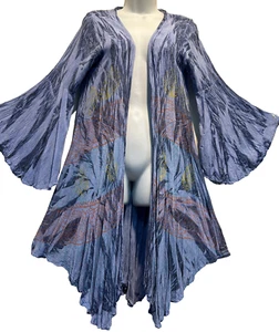 Nwt SACRED THREADS boho tie dye crinckled rayon TOP CARDIGAN JACKET DUSTER L - Picture 1 of 6