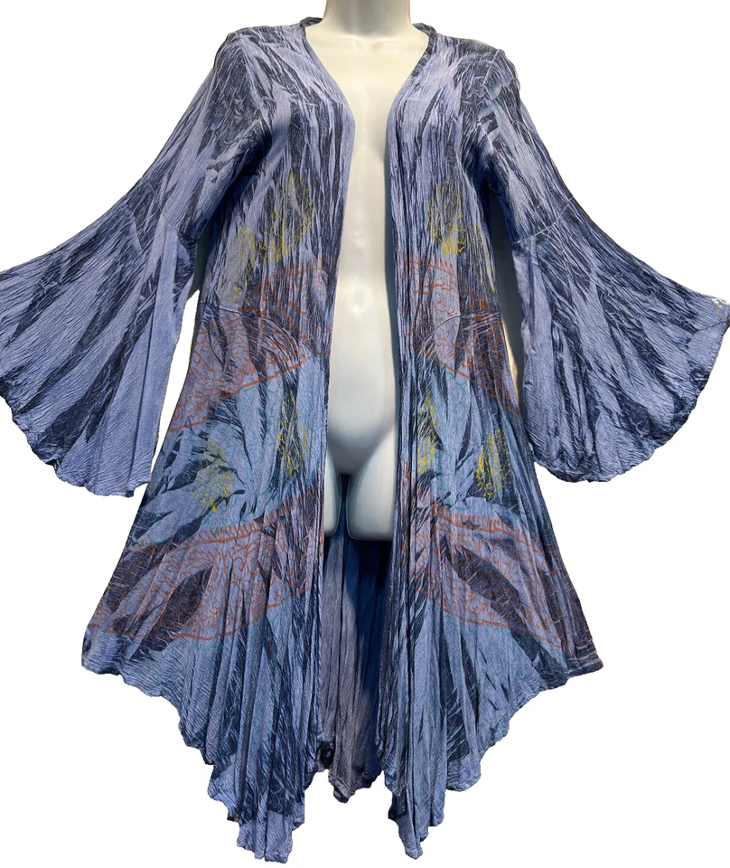 Nuevo con etiquetas HILOS SAGRADOS BOHO TIE DYE RAYÓN ARRUGADO TOP CÁRDIGAN CHAQUETA PLUMERO L Foto 1 de 4
