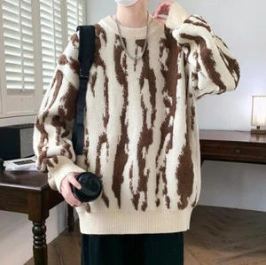Damenmode zweifarbiger Jacquard Freizeit Pullover Strickpullover Sweater - Bild 1 von 8