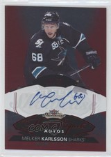2014-15 Fleer Showcase Red Glow /27 Melker Karlsson #132 Rookie Auto RC