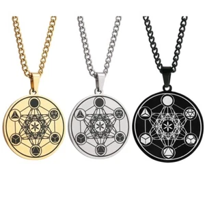 Men Stainless Steel Pendants Necklace Archangel Metatron of Life - Picture 1 of 9