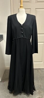 1990s Vintage Special Occasion 2-Piece Women’s Dress / Long Jacket Size 16 - Image 1 of 4