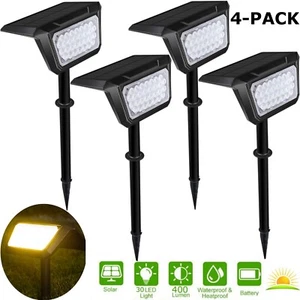 US 4 Pack 30-LED Solar Spotlights Landscape Lights Outdoor Garden Pathway Lights - Picture 1 of 15