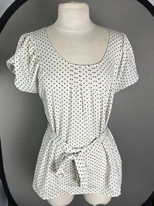Motherhood Maternity Blouse Boho Scoop Neck Bow & Tie Polka Dot Print Size Med - Picture 1 of 8