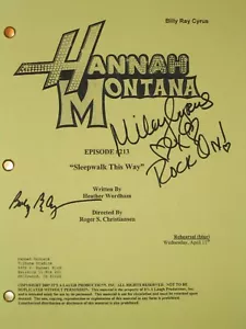 Guión de TV firmado de Hannah Montana X2 Sambulismo de esta manera Miley Cyrus Billy Ray RPNT - Imagen 1 de 1