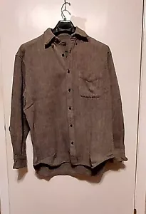Banana Republic Mens Heavy Weight Shirt Brown&Cream Sz M 100% Cotton - Picture 1 of 8