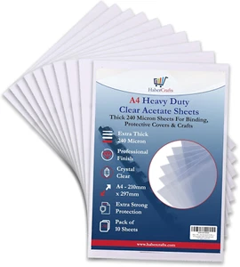 Acetate Sheets Clear Heavy Duty Acetate Sheet 240 Micron Extra Thick Plastic ... - Picture 1 of 1