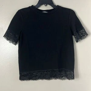 Zara Trafaluc crop top with lace edges black women’s size S - Picture 1 of 5