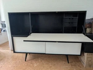 Rare Midcentury Paul McCobb Drop Lid Desk With Black Lacquer Credenza - Picture 1 of 10