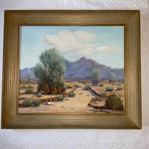 VINTAGE landscape original hand painted oil PAINTING Coker desert southwestern - Picture 1 of 12