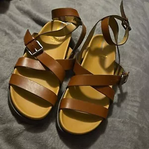 Sam Edelman Sz 11 M Brown Eleanora Lug Sole Strappy Ankle Wrap Sandals Boho New - Picture 1 of 6